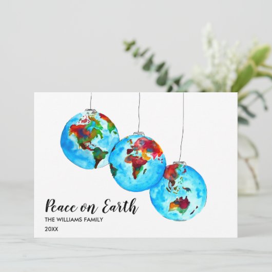 Kerstfeestdag voor vrede op aarde Waterverf Feestdagenkaart (Staand voorkant)