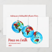 Kerstfeestdag Vrede op Aarde Waterverf Rood Feestdagenkaart (Voorkant / Achterkant)