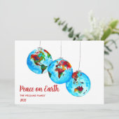 Kerstfeestdag Vrede op Aarde Waterverf Rood Feestdagenkaart (Staand voorkant)