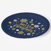 Kerstfeestdag - Vrolijk kerstcadeautje blauw Papieren Bordje (Gekanteld)