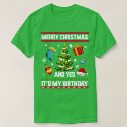 Kerstfeestdag vrolijk kerstfeest en ja t-shirt (Design voorkant)