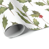 Kerstfeestdag Waterverf  afdeling Holly Cadeaupapier (Rol Hoek)