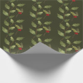 Kerstfeestdag Waterverf  afdeling Holly Cadeaupapier (Hoek)
