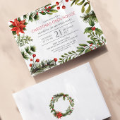 kerstfeestdag Waterverf Berries Greenery Notitiekaartje