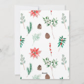Kerstfeestdag Waterverf Bunny. Konijn, Floral Feestdagenkaart (Achterkant)