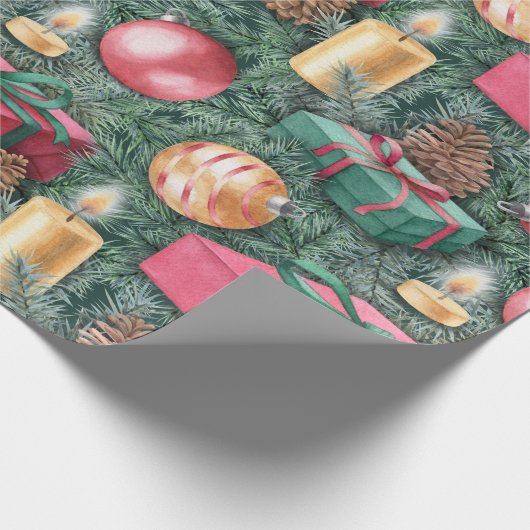 Kerstfeestdag -  Waterverf cadeaus Cadeaupapier (Hoek)