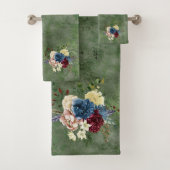 Kerstfeestdag Waterverf Floral Green Bad Handdoek (Insitu)