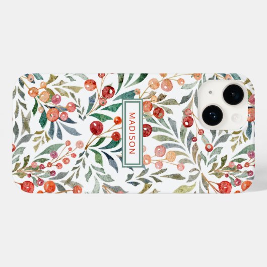 kerstfeestdag Waterverf Floral op maat Case-Mate iPhone Case (Achterkant (horizontaal))