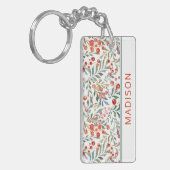 kerstfeestdag Waterverf Floral op maat Sleutelhanger (Voorkant Links)
