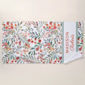 kerstfeestdag Waterverf Floral op maat Strandlaken (Voorkant)