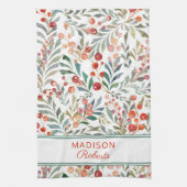 kerstfeestdag Waterverf Floral op maat Theedoek (Verticaal)