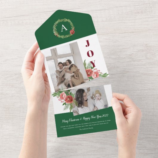 kerstfeestdag waterverf florcard  all in one uitnodiging (Afscheurbaar)