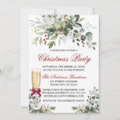 kerstfeestdag Waterverf Greenery Berries Glass Kaart (Voorkant)