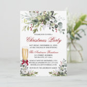 kerstfeestdag Waterverf Greenery Berries Glass Kaart (Staand voorkant)