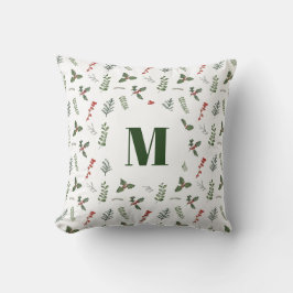 Kerstfeestdag Waterverf Greenery en Berry Kussen