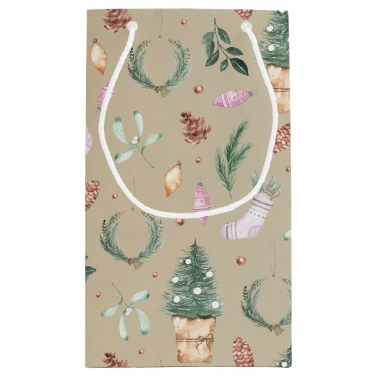 Kerstfeestdag Waterverf Klein Cadeauzakje (Achterkant)