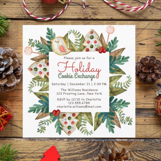 Kerstfeestdag Waterverf Koekjesuitwisseling Kaart