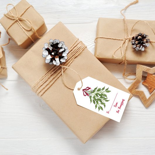 Kerstfeestdag Waterverf Merry Mistletoe Cute Cadeaulabel