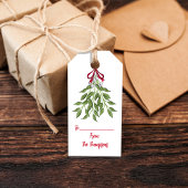 Kerstfeestdag Waterverf Merry Mistletoe Cute Cadeaulabel