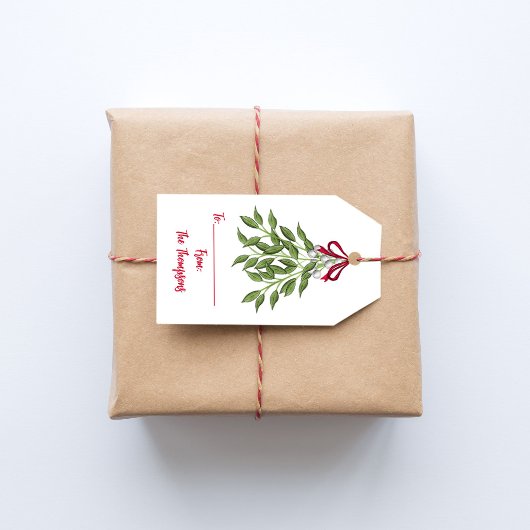 Kerstfeestdag Waterverf Merry Mistletoe Cute Cadeaulabel