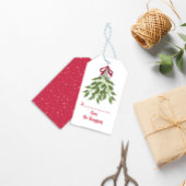 Kerstfeestdag Waterverf Merry Mistletoe Cute Cadeaulabel