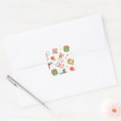 kerstfeestdag  Waterverf monogram Vierkante Sticker (Envelop)