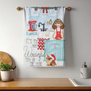 kerstfeestdag Waterverf naam voor kerstfeestdag Theedoek