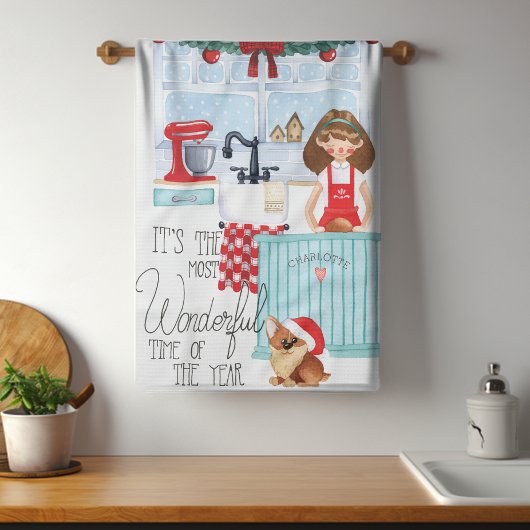 kerstfeestdag Waterverf naam voor kerstfeestdag Theedoek