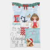 kerstfeestdag Waterverf naam voor kerstfeestdag Theedoek (Verticaal)