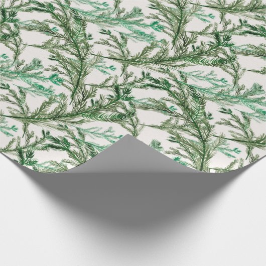 kerstfeestdag waterverf pijnboomfeest cadeaupapier (Hoek)