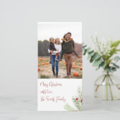 Kerstfeestdag Waterverf Pine Red Berries Feestdagenkaart (Staand voorkant)