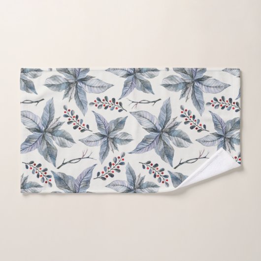 Kerstfeestdag - Waterverf Poinsettia Silver Bad Handdoek (Handdoek)