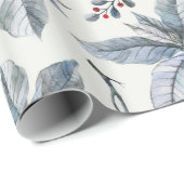 Kerstfeestdag - Waterverf Poinsettia Silver Cadeaupapier (Rol Hoek)