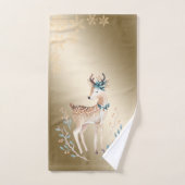 Kerstfeestdag-Waterverf rendierziekte, sneeuwvlokk Bad Handdoek (Handdoek)