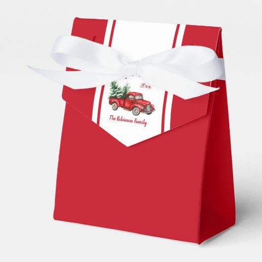 kerstfeestdag Waterverf  roodvrachtwagen Bedankdoosjes (Voorkant Zijde)