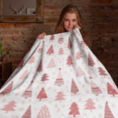 Kerstfeestdag Waterverf Roze roze rozengoudboom Fleece Deken