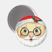Kerstfeestdag Waterverf Santa Face Magneet (Voorkant / Achterkant)