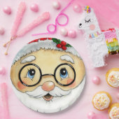 Kerstfeestdag Waterverf Santa Face Papieren Bordje (Feest)