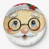 Kerstfeestdag Waterverf Santa Face Papieren Bordje (Voorkant)