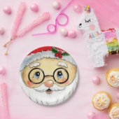 Kerstfeestdag Waterverf Santa Face Papieren Bordje (Feest)