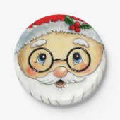 Kerstfeestdag Waterverf Santa Face Papieren Bordje (Voorkant)