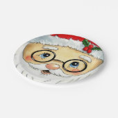 Kerstfeestdag Waterverf Santa Face Papieren Bordje (Gekanteld)