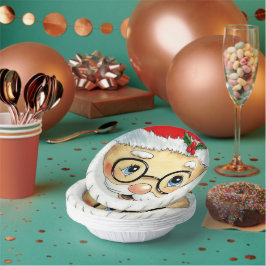 Kerstfeestdag Waterverf Santa Face Papieren Kommen