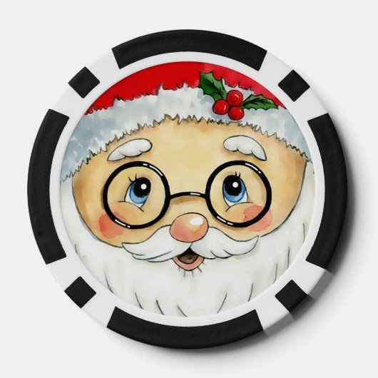 Kerstfeestdag Waterverf Santa Face Poker Chips (Achterkant)