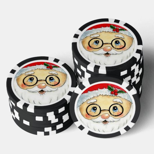 Kerstfeestdag Waterverf Santa Face Poker Chips (Opstapeling)