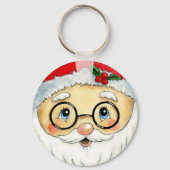 Kerstfeestdag Waterverf Santa Face Sleutelhanger (Voorkant)