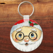 Kerstfeestdag Waterverf Santa Face Sleutelhanger (Voorkant)