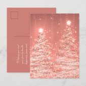 Kerstfeestdag wenst mousserende bomen Roos Gold Briefkaart (Voorkant / Achterkant)