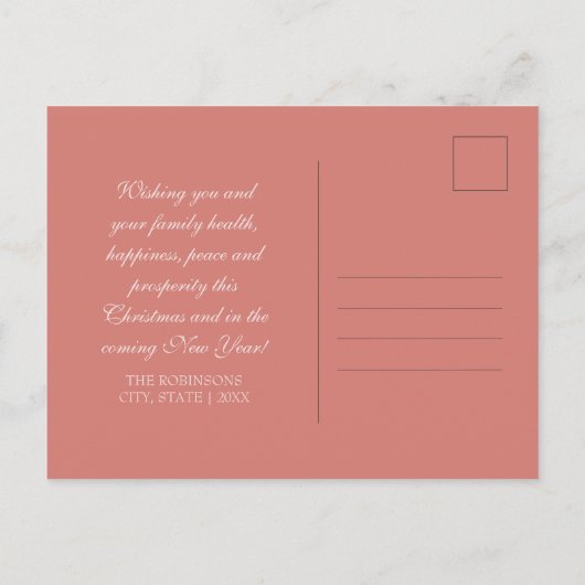 Kerstfeestdag wenst mousserende bomen Roos Gold Briefkaart (Achterkant)