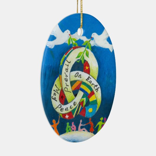 Kerstfeestdag - Wereldvrede Keramisch Ornament (Rechts)